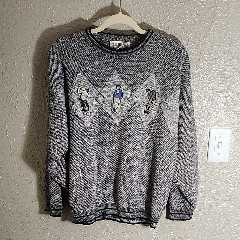 PENGUIN GRAND SLAM Gray Sweater with Golf Motif
